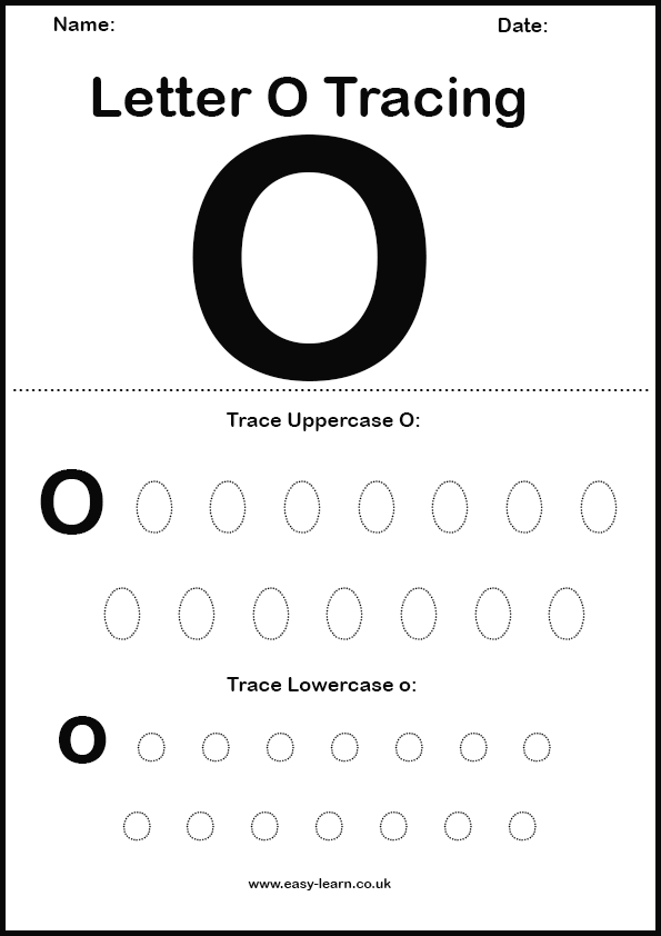 Letter O tracing worksheet for kids