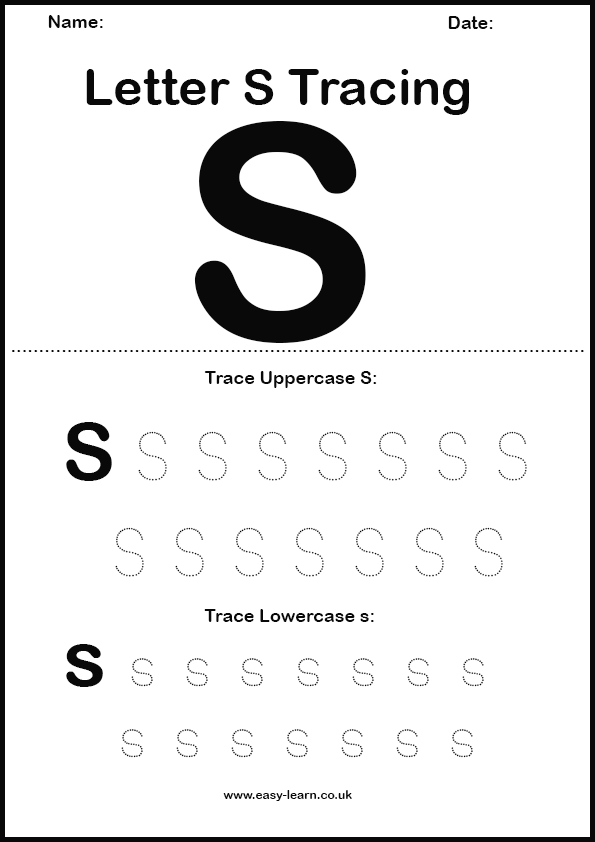 Letter S tracing worksheet for kids